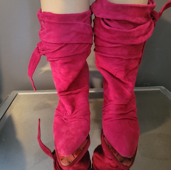 Betsey Johnson Raspberry Slouched Heeled Booties - Picture 2 of 5